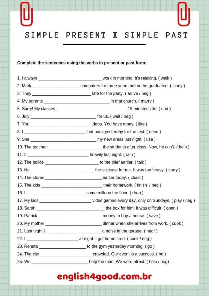 Simple Past Worksheets English4good Simple Past Worksheets