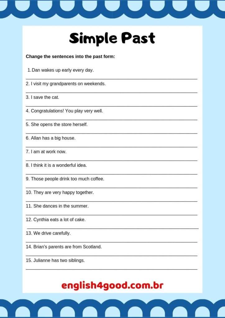 simple past worksheets english4good simple past worksheets