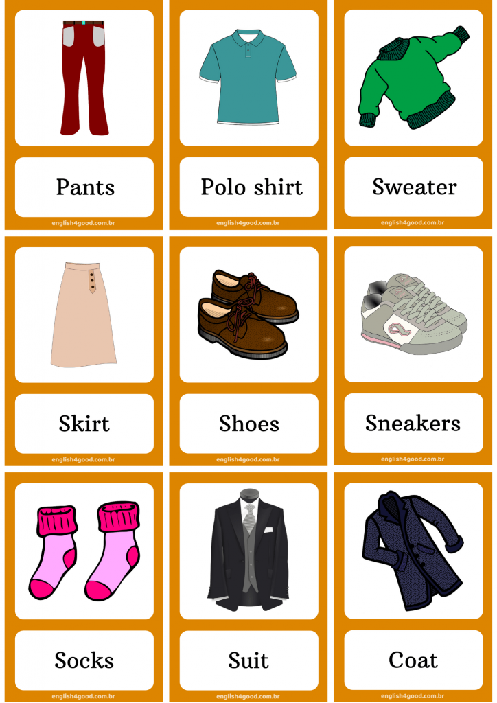 Clothes Flashcards English4Good Vocabulary Practice