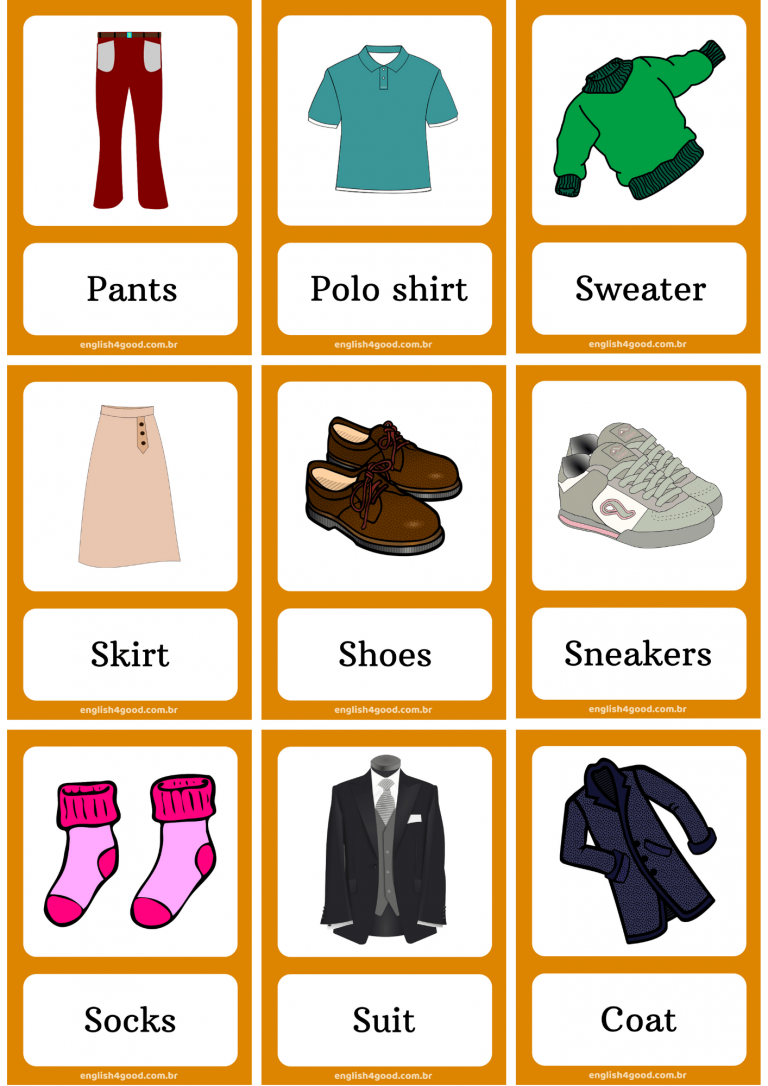 Clothes Flashcards - English4Good - Vocabulary practice