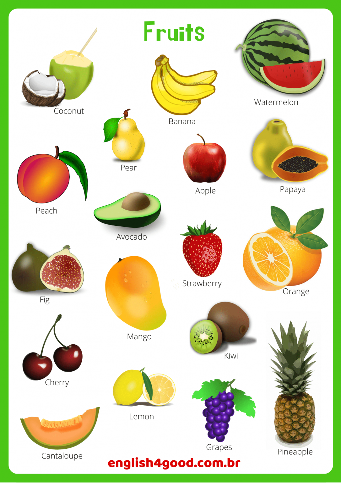 Fruits Flashcards - English4Good - Vocabulary Practice!