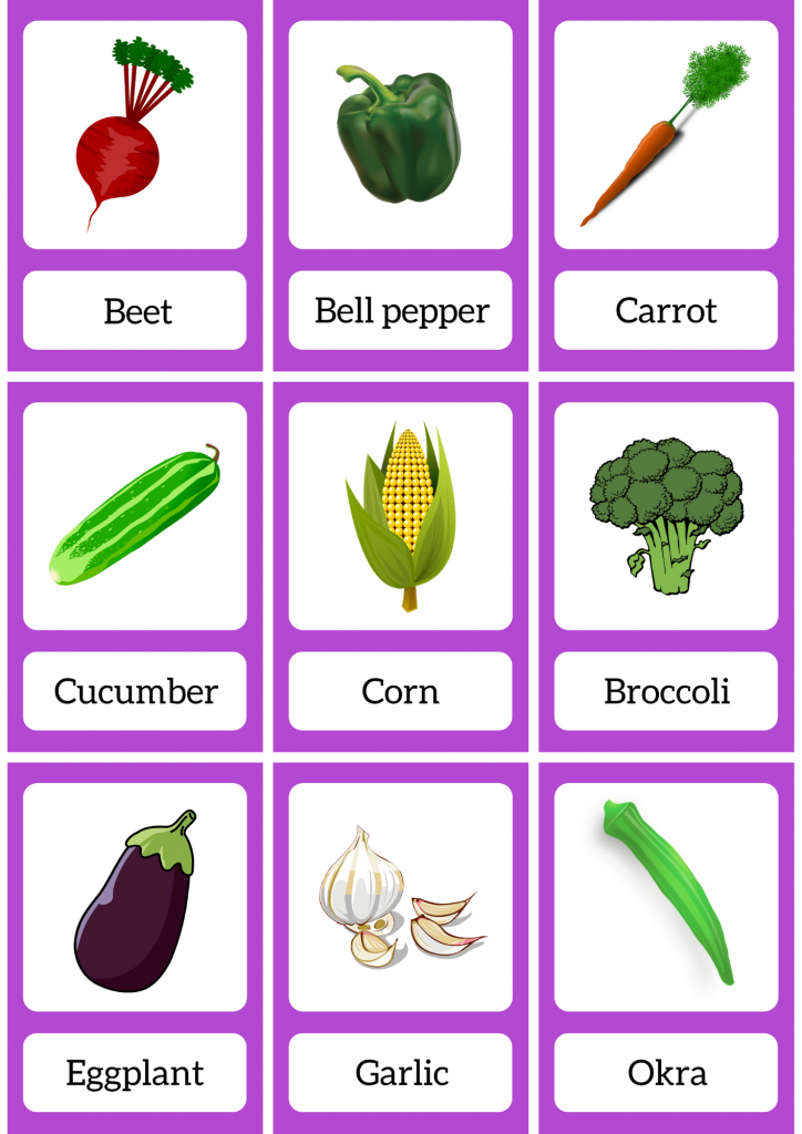 ESL flashcards vegetables