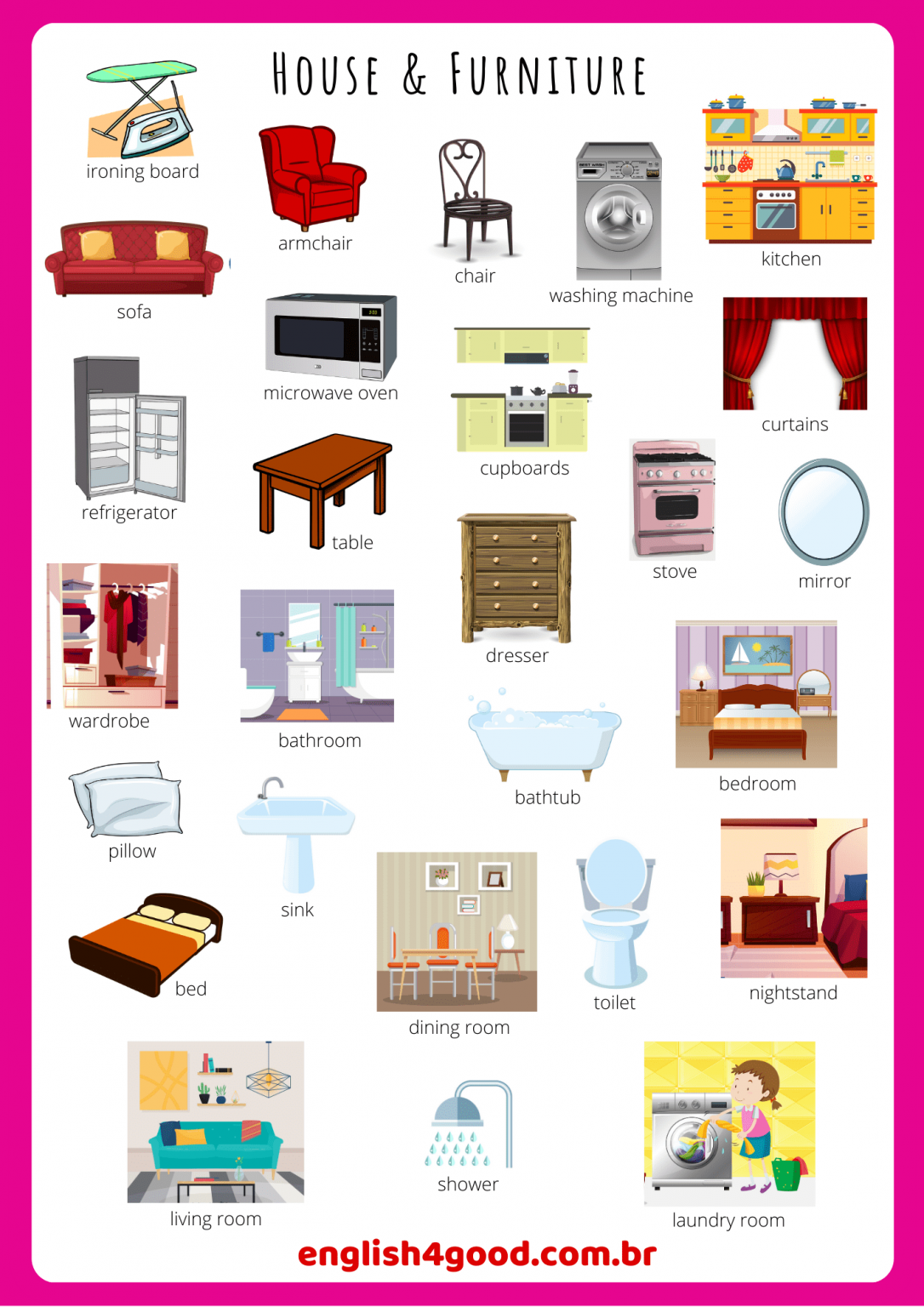 Home & Furniture Flashcards - English4Good - Vocabulary practice