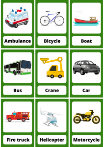 Transportation Flashcards - English4Good - Transportation Flashcards