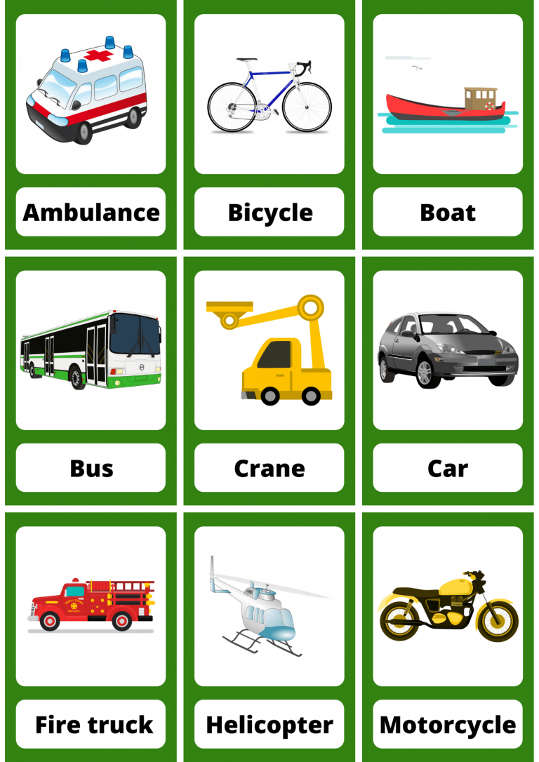 Transportation Flashcards English4Good Transportation Flashcards