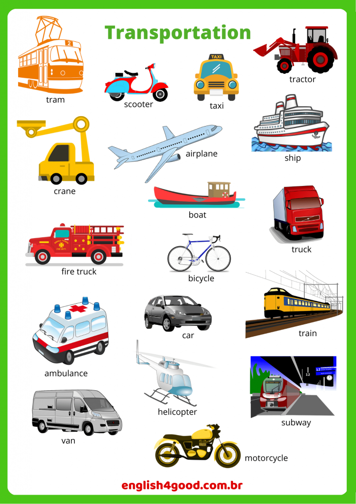 Transportation Flashcards - English4Good - Transportation Flashcards