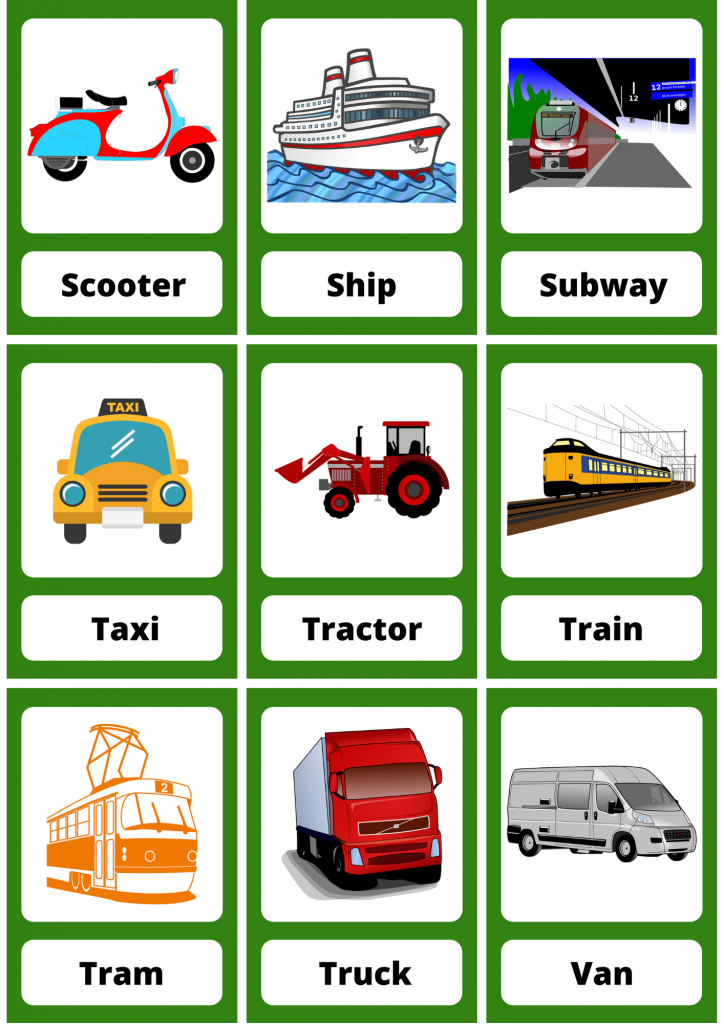 Transportation Flashcards English4Good Vocabulary practice!